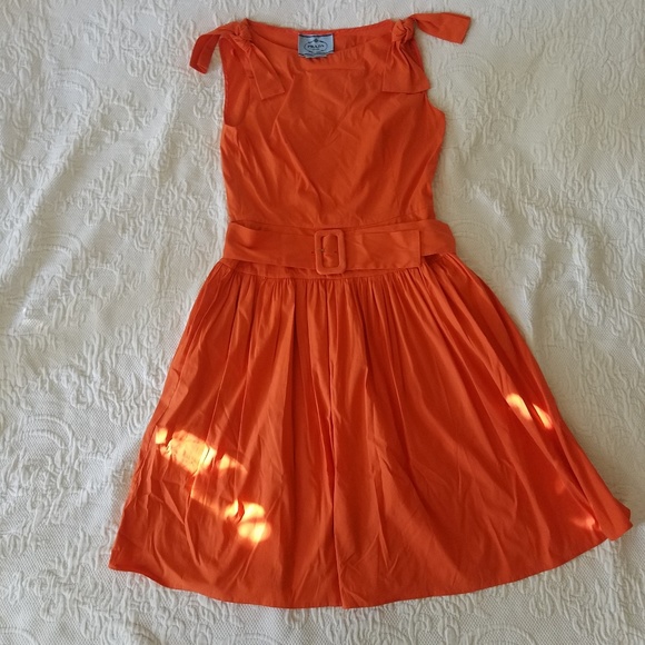 orange prada dress